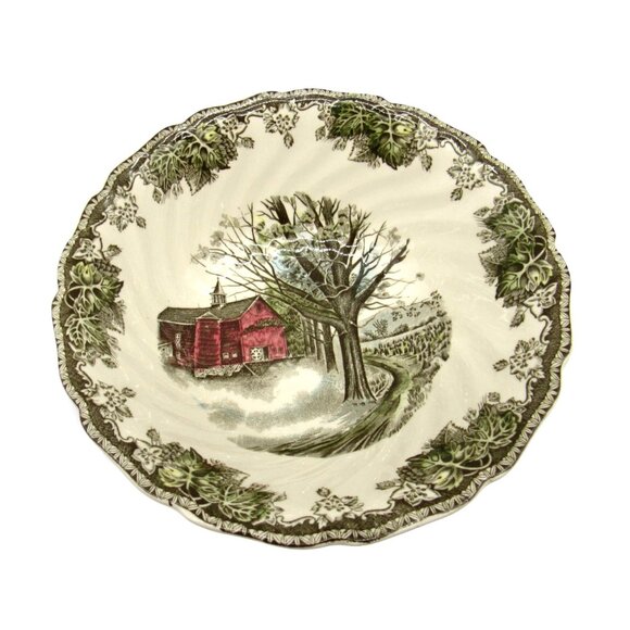 JOHNSON BROTHERS Autumn Mist Bowl Tree and Barn Village England Vintage 8.2" - Picture 2 of 8